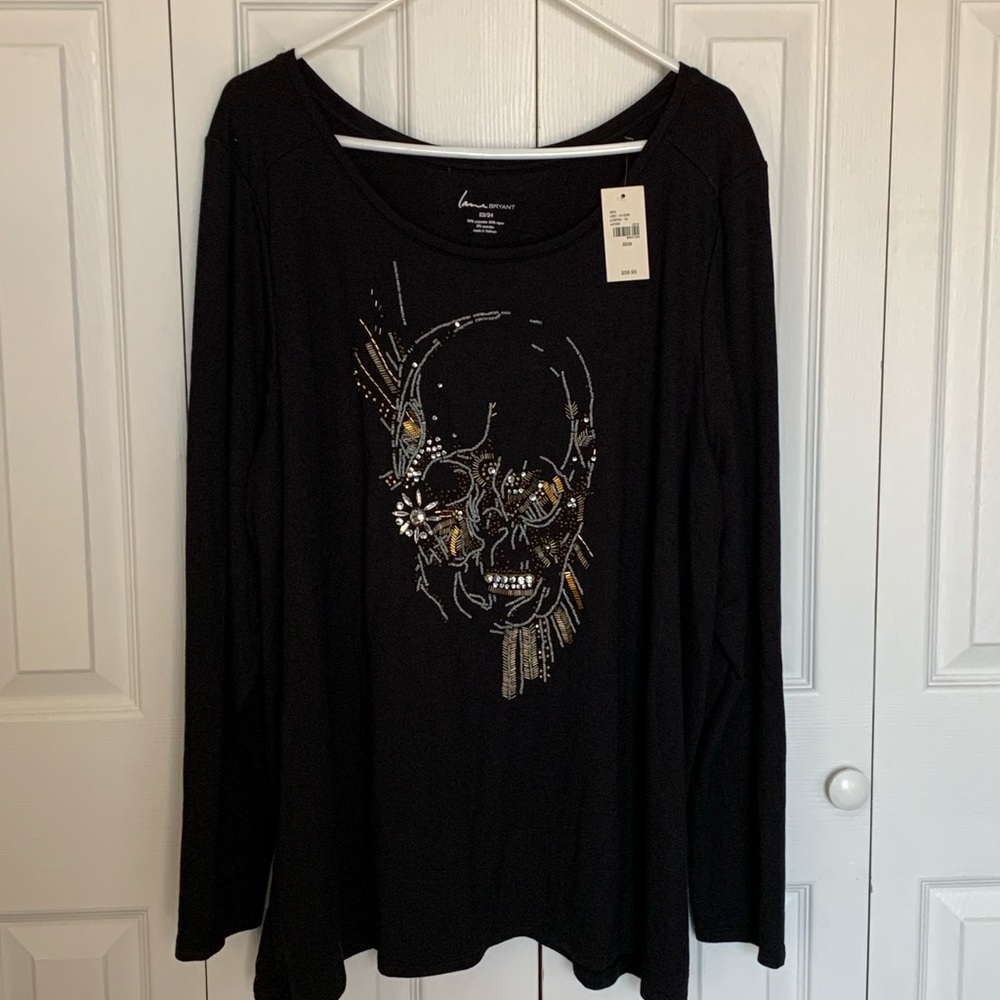 Lane Bryant Black Skull Embellished Top size 22/24